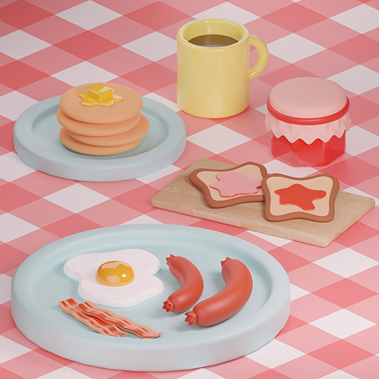 3D Model of Low Poly food, Simple blender project